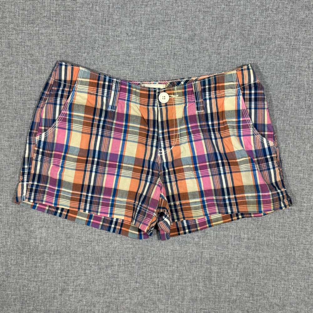 Y2K SO Plaid Chino Shorts Womens 9 Multicolor Preppy Madras Summer Retro Fest